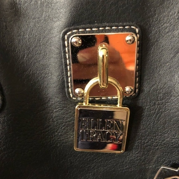 Ellen Tracy Black With Floral Print Purse EUC - Picture 2 of 8